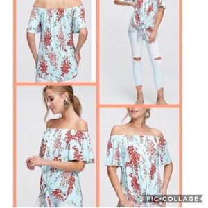 Off the shoulder Floral button down top